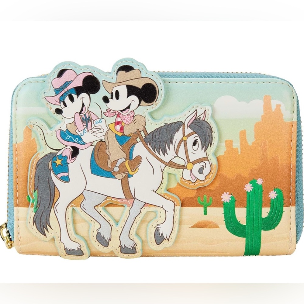 Loungefly Disney Western Mickey Minnie Wallet NWT